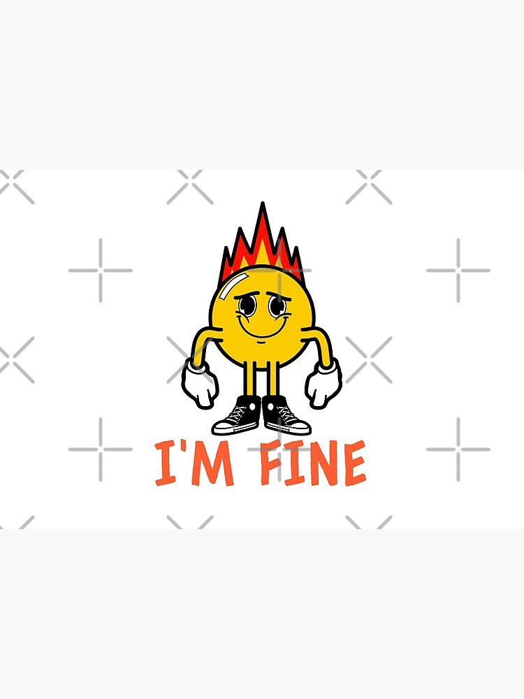 Im fine fake smile emoji on fire Mask for Sale by GoodyLeo