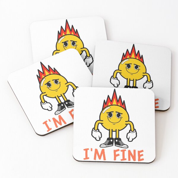 Item preview, Im fine fake smile emoji on fire designed and sold by GoodyLeo.