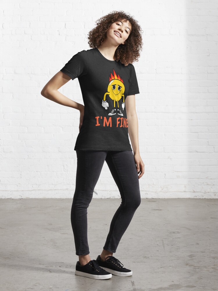 Im fine fake smile emoji on fire Essential T-Shirt for Sale by