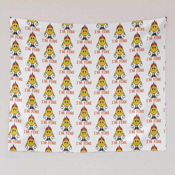 Item preview, Im fine fake smile emoji on fire designed and sold by GoodyLeo.