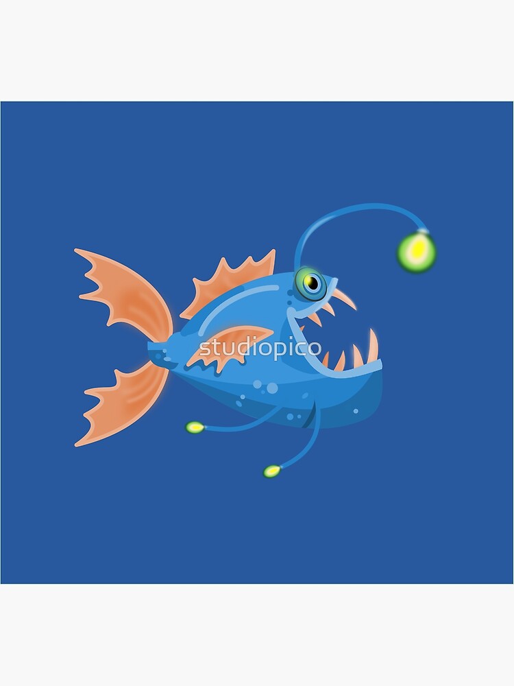 Angler Fish with Light Bulb Cartoon | Poster