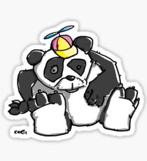 Cute Panda Bear wears a stupid Cap Sticker