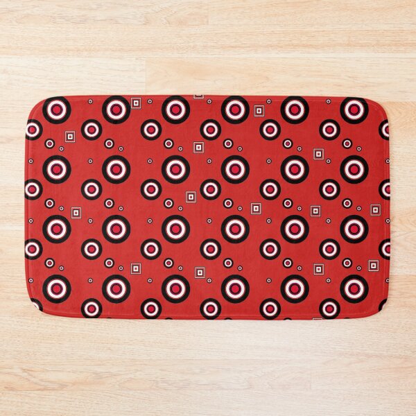 Item preview, Red White Black Circles and Squares on Red Background designed and sold by Hanlar.