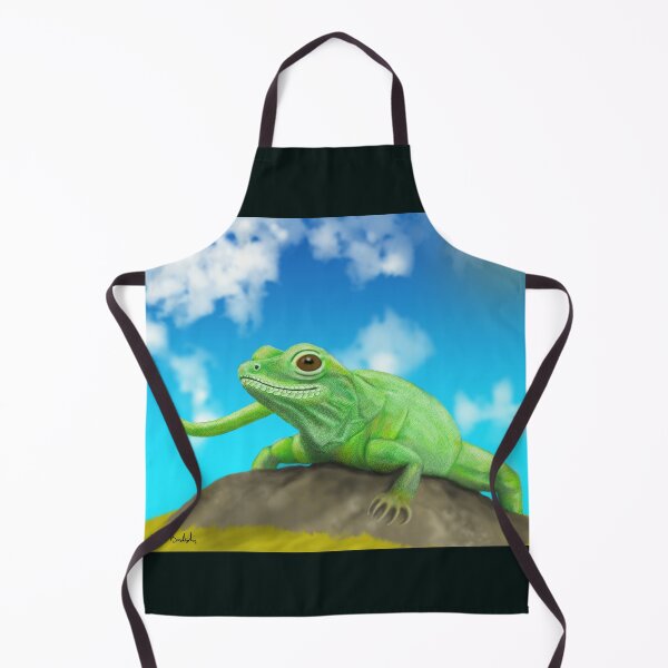 Item preview, Happy Green Lizard Sitting on a Rock in a Blue Sunny Day designed and sold by ibadishi.