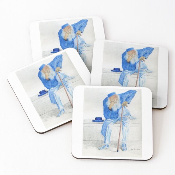 Item preview, Sad Old Man Wearing Blue Sitting on a Bench designed and sold by ibadishi.