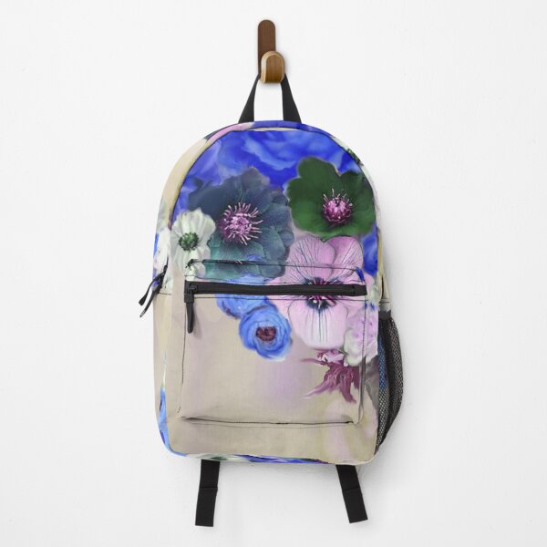 Item preview, BLUE WHITE ROSES ,PINK ANEMONE FLOWERS ELEGANT FLORAL designed and sold by BulganLumini.