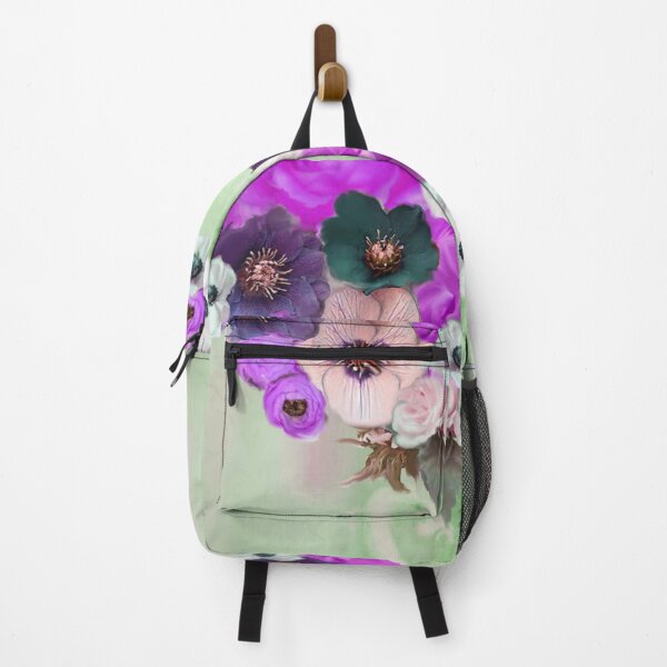 Item preview, PURPLE  PINK WHITE ROSES ,ANEMONE FLOWERS ,TEAL GREEN FLORAL designed and sold by BulganLumini.