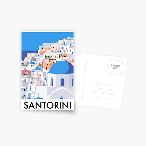 Santorini Travel Poster Postcard