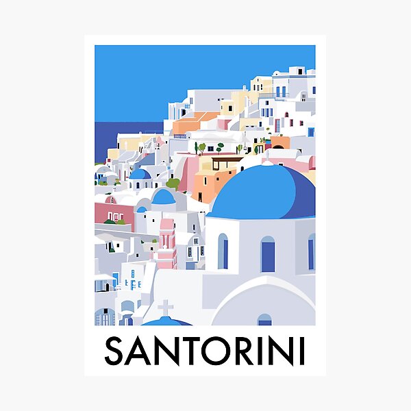 Santorini Travel Poster Photographic Print