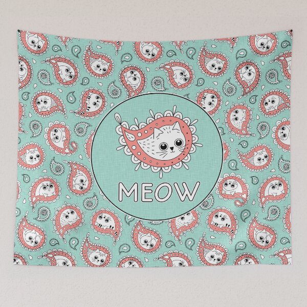 Item preview, Cat Paisley Coral and Mint designed and sold by miavaldez.