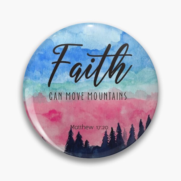 Item preview, Watercolor Mountain pine trees and blue sky - Faith Can move mountains designed and sold by della95.