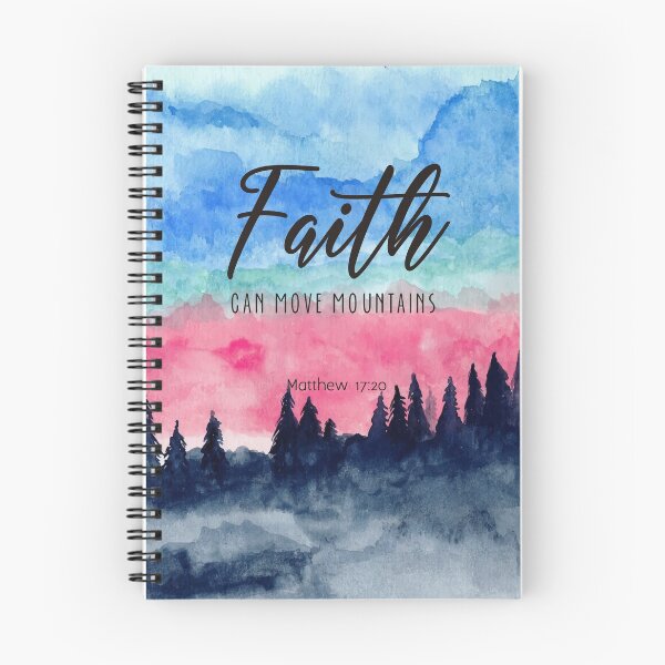 Item preview, Watercolor Mountain pine trees and blue sky - Faith Can move mountains designed and sold by della95.