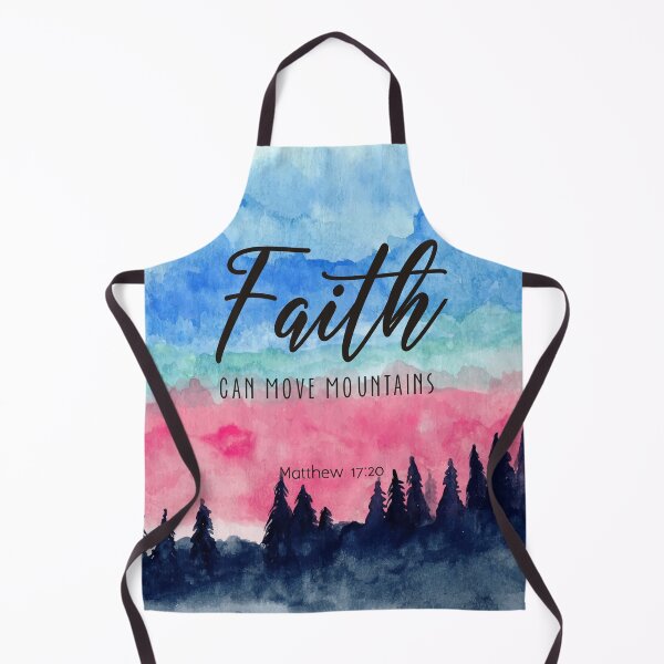 Item preview, Watercolor Mountain pine trees and blue sky - Faith Can move mountains designed and sold by della95.