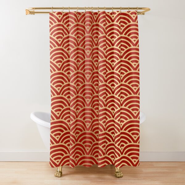 " Royal Red and Gold Decor Shiny Pattern 17" Shower Curtain for Sale by