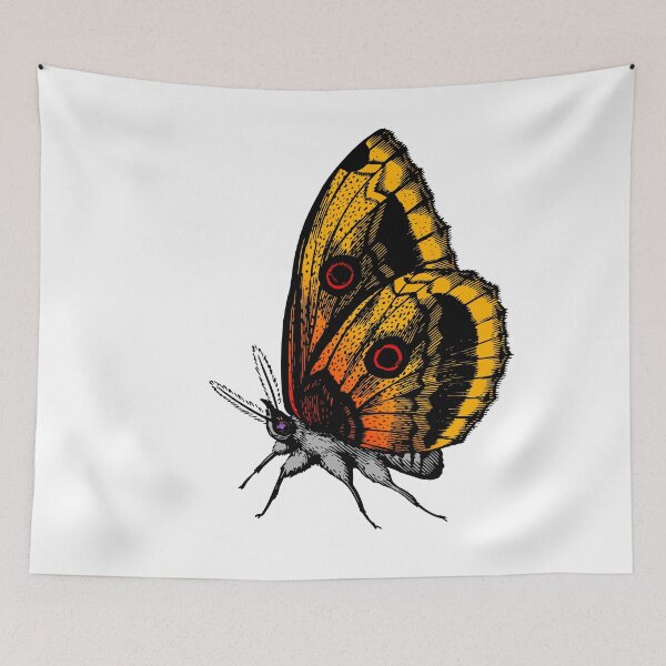 Item preview, Yellow Monarch Butterfly Peacock eye butterfly drawing designed and sold by OneTimeEngineer.