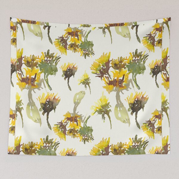 Item preview, Watercolor yellow gerbera artistic pattern design on lemon color designed and sold by EarthyPlanty.