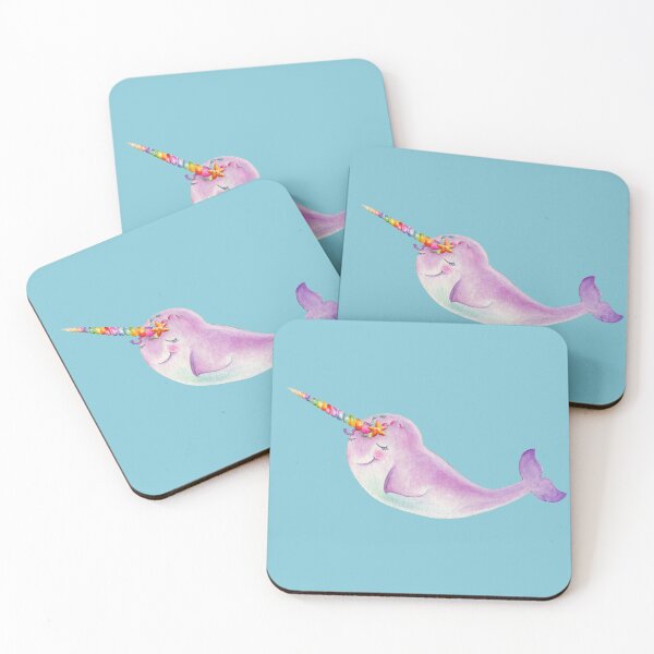 Item preview, Narwhal rainbow pup whimsy watercolor  designed and sold by Sarah Trett.