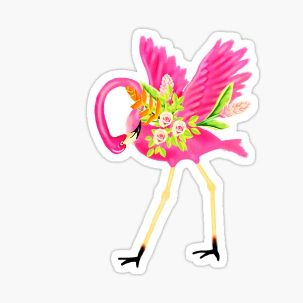 Flamingo Flowers Stickers Redbubble - fancy flower decal roblox