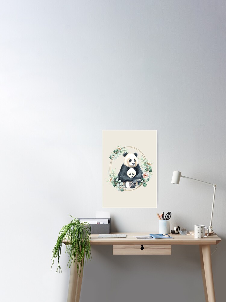 Premium Vector  Cute summer baby panda with flower wreath