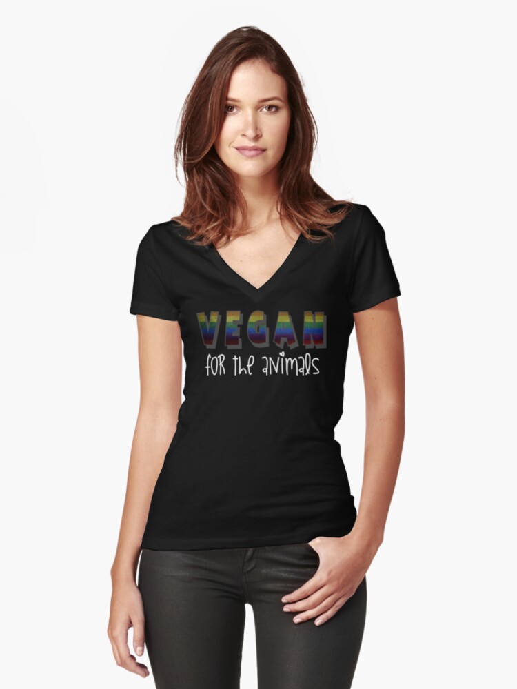 Gay Vegan Shirt: Vegan For The Animals Gay Pride Flag Black" T-shirt for Sale by WeAreDifferent Redbubble | gay vegan t-shirts - vegan australia t- shirts - vegan uk t-shirts