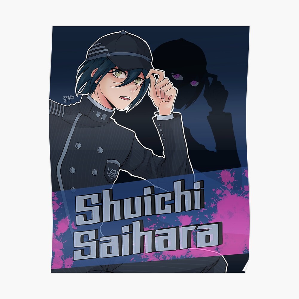 Shuichi Saihara Print With Name Danganronpa V3 Fanart Print Art Print By Sketchy Art Redbubble