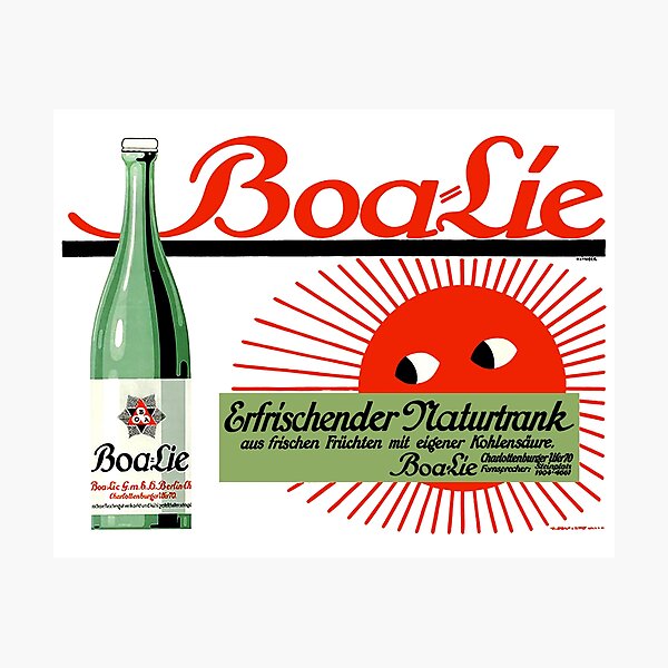 BOA-LIE SPARKLING GERMAN DRINK ADVERT Photographic Print
