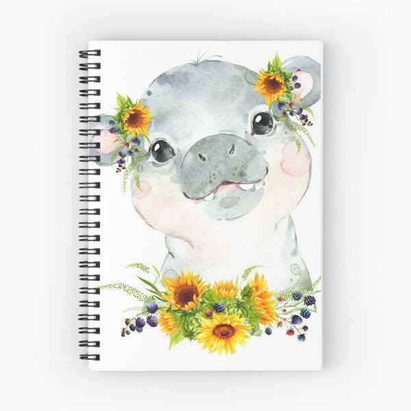 Item preview, Baby Hippo with Yellow Floral Sunflowers  designed and sold by Paulele.