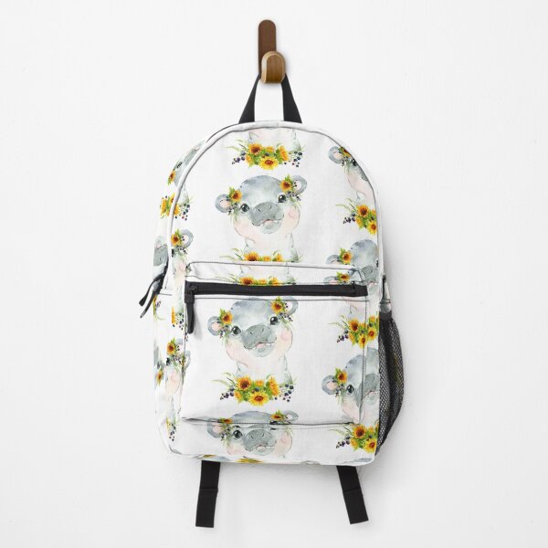 Item preview, Baby Hippo with Yellow Floral Sunflowers designed and sold by Paulele.