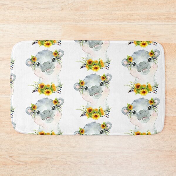 Item preview, Baby Hippo with Yellow Floral Sunflowers  designed and sold by Paulele.