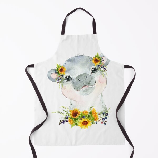 Item preview, Baby Hippo with Yellow Floral Sunflowers designed and sold by Paulele.
