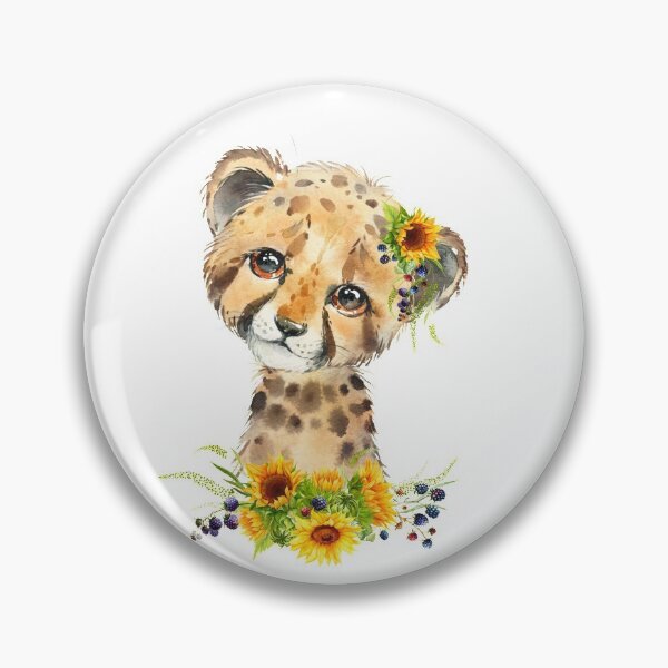 Item preview, Baby Cheetah with Yellow Floral Sunflowers  designed and sold by Paulele.