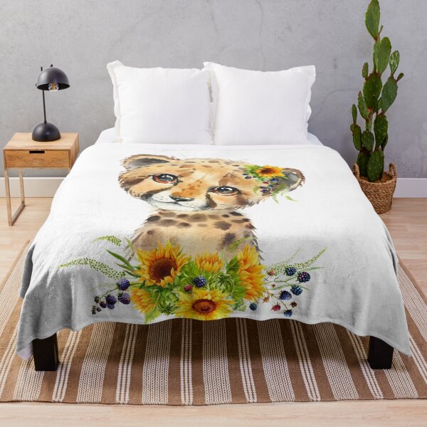 Item preview, Baby Cheetah with Yellow Floral Sunflowers  designed and sold by Paulele.