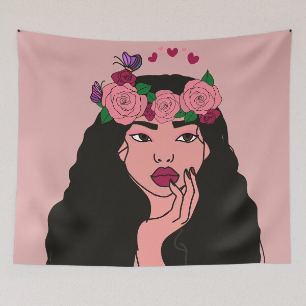 Item preview, rose flowers crowned girl designed and sold by Mermaidssparkle.