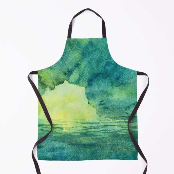 Item preview, Green abstract water cave watercolor art designed and sold by DaryaGeft.