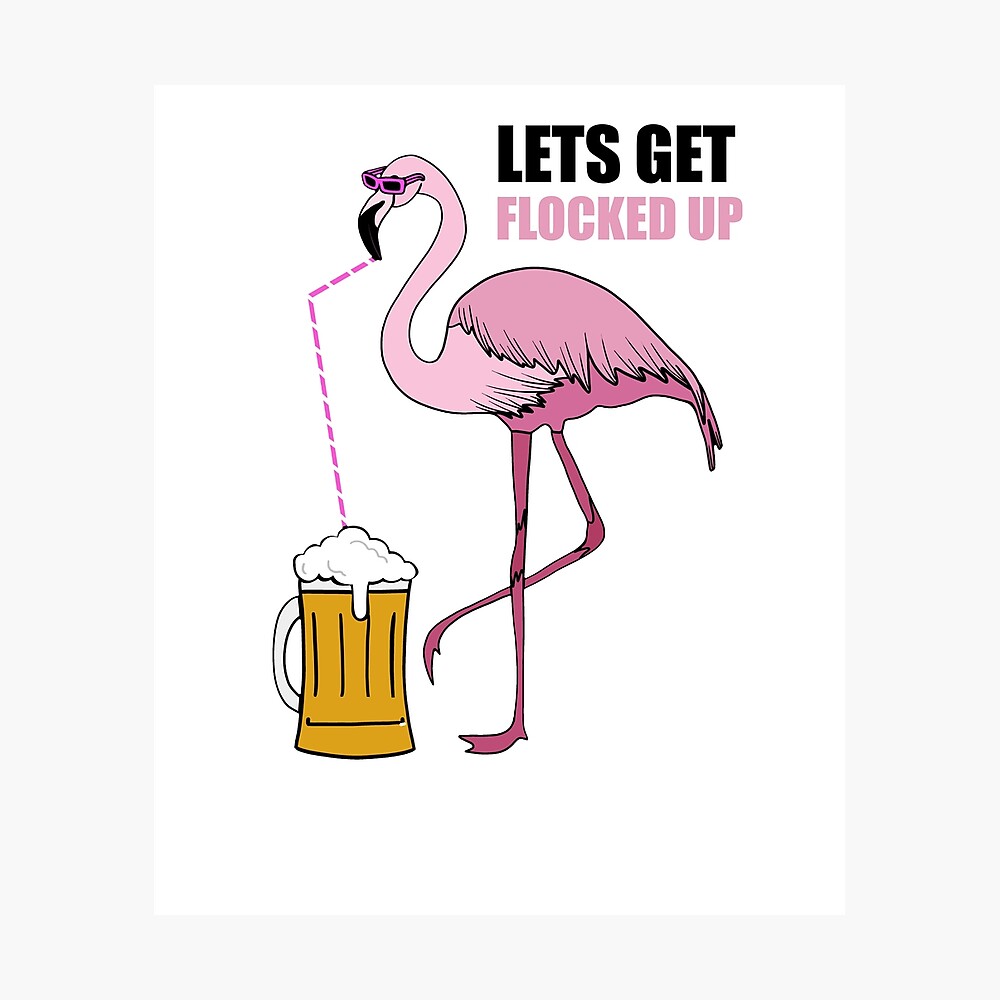 flamingo drinking beer