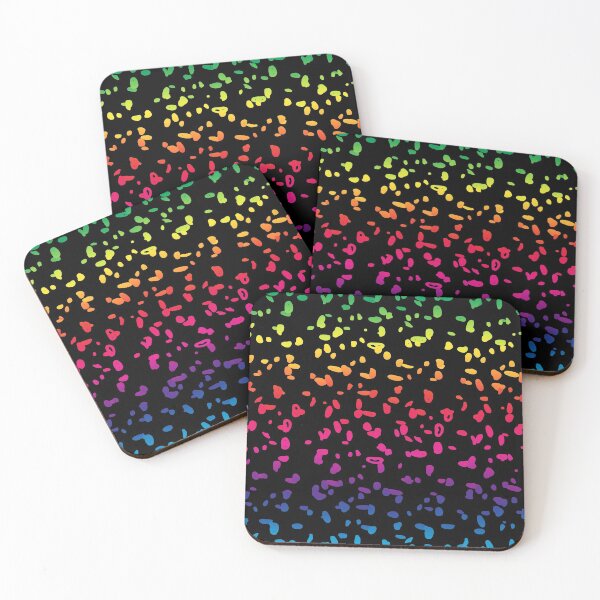 Item preview, Polka Dot Rainbow Splatter Dots Spots Confetti on Black designed and sold by funnytshirtemp.