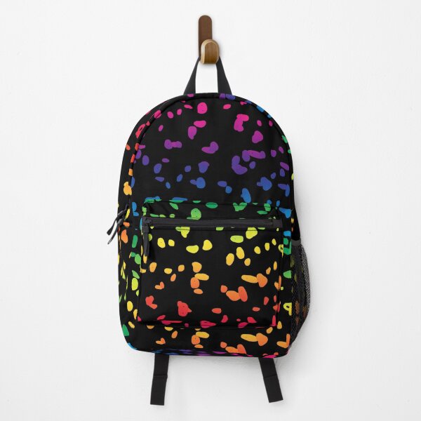 Item preview, Polka Dot Rainbow Splatter Dots Spots Confetti on Black designed and sold by funnytshirtemp.