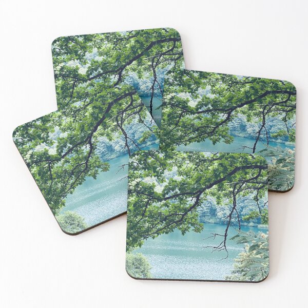 Tree over a turquoise water Coasters (Set of 4)