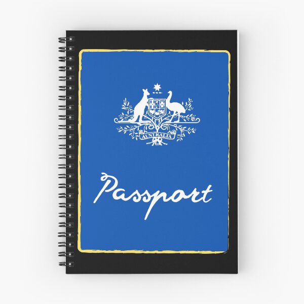 Aperçu de l'œuvre Passeport australien bleu et blanc cadeau de symboles de l'Australie créée et vendue par conceptDVS.