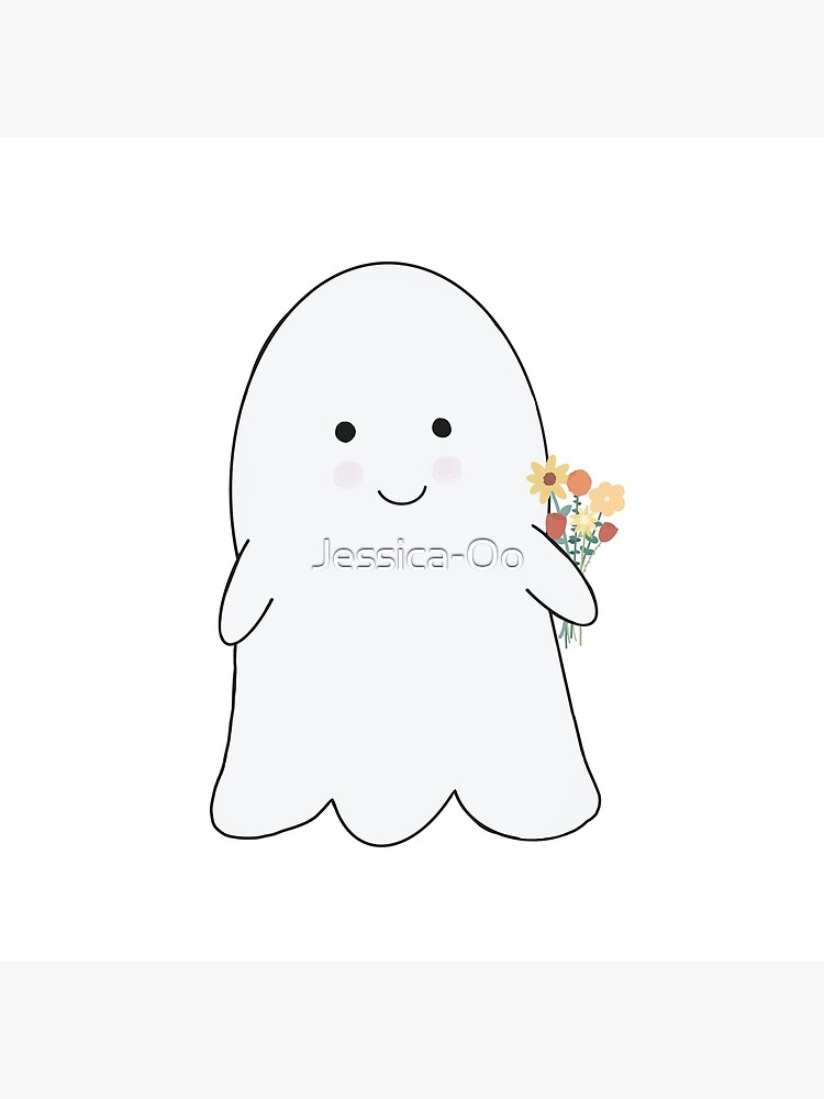 “Cute ghost with flowers” Poster by Jessica-Oo | Redbubble