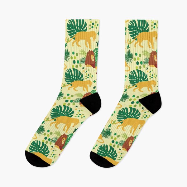 Item preview, Cute African Lioness and Lion in Jungle Pattern - Animal Motif - Light Yellow designed and sold by PattyTheGecko.
