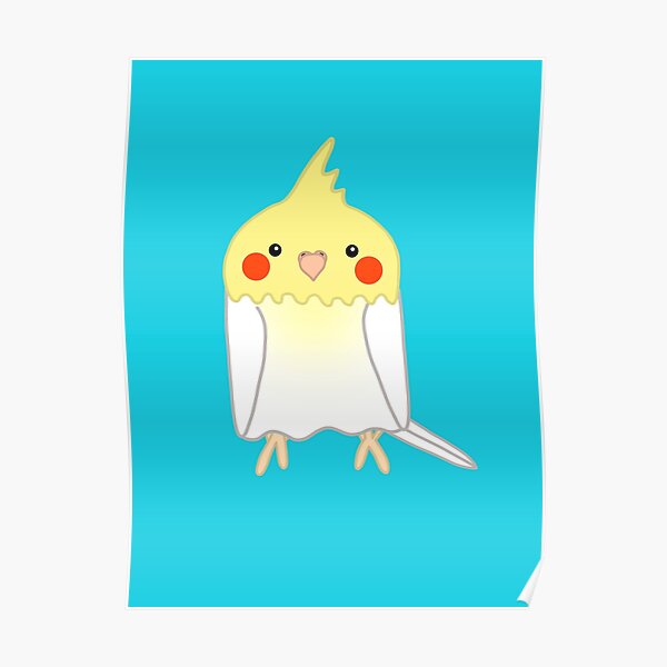 Cute white yellow cockatiel bird Poster