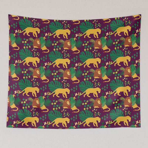 Item preview, Cute African Lioness and Lion in Jungle Pattern - Animal Motif - Wine designed and sold by PattyTheGecko.