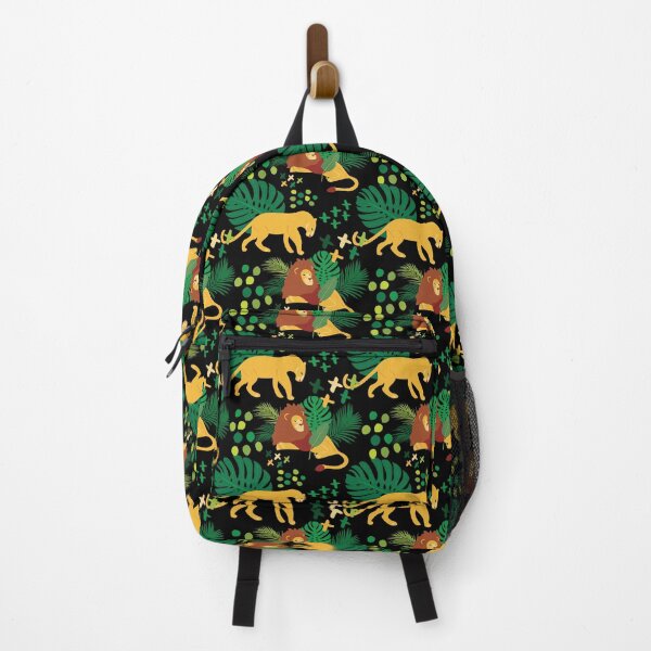 Item preview, Cute African Lioness and Lion in Jungle Pattern - Animal Motif - Black designed and sold by PattyTheGecko.
