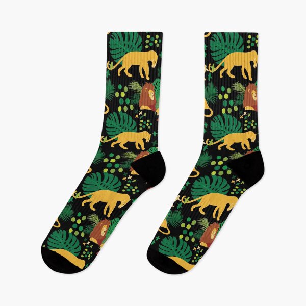 Item preview, Cute African Lioness and Lion in Jungle Pattern - Animal Motif - Black designed and sold by PattyTheGecko.