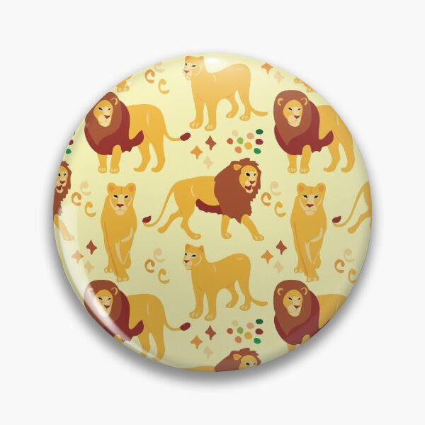 Item preview, Cute African Lion & Lioness in Savana Pattern - Animal Motif - Light Yellow designed and sold by PattyTheGecko.