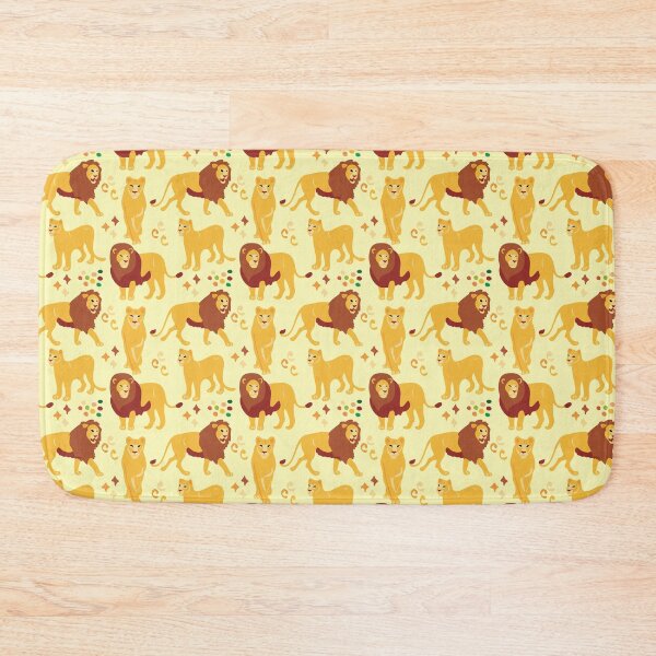 Item preview, Cute African Lion & Lioness in Savana Pattern - Animal Motif - Light Yellow designed and sold by PattyTheGecko.