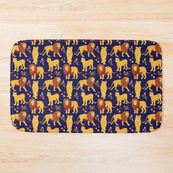 Item preview, Cute African Lion & Lioness in Savana Pattern - Animal Motif - Dark Blue designed and sold by PattyTheGecko.
