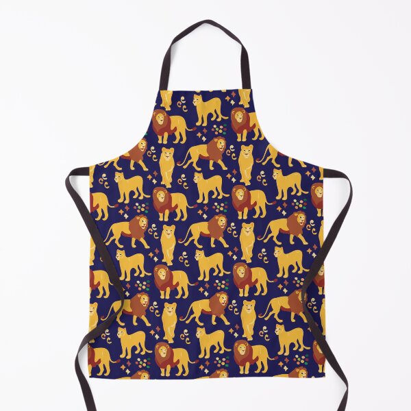 Item preview, Cute African Lion & Lioness in Savana Pattern - Animal Motif - Dark Blue designed and sold by PattyTheGecko.