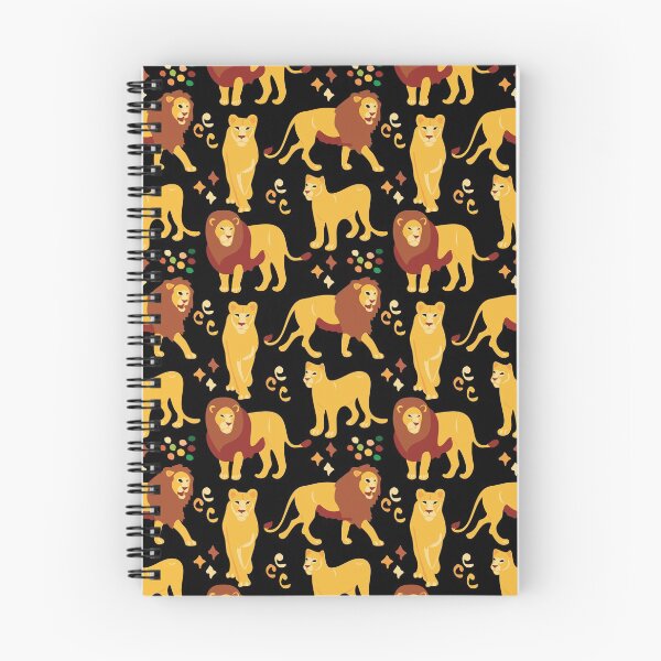 Item preview, Cute African Lion & Lioness in Savana Pattern - Animal Motif - Black designed and sold by PattyTheGecko.
